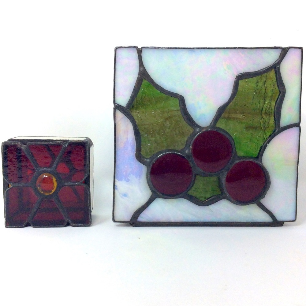Two beautiful stained glass vintage boxes
